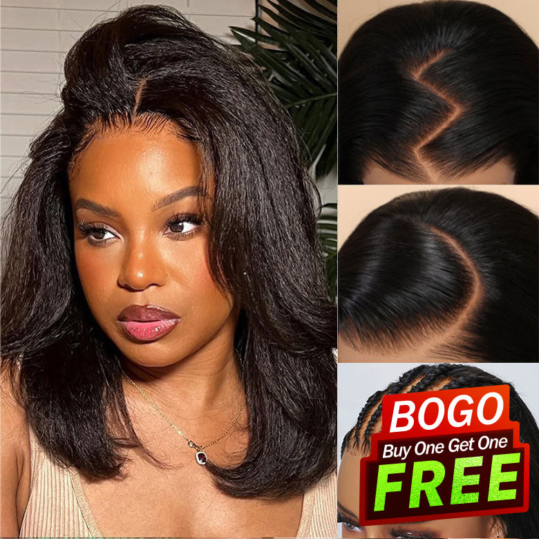 Buy 1 Get 1 Free,Code:BOGO |Yaki Straight Put On and Go Glueless Bob Wig 7x5 Pre-Cut Bye Bye Knots Wig 4.0