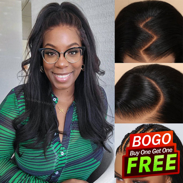 Buy 1 Get 1 Free,Code:BOGO |Klaiyi Yaki Straight Put On and Go Glueless Wig Bye Bye Knots Wig