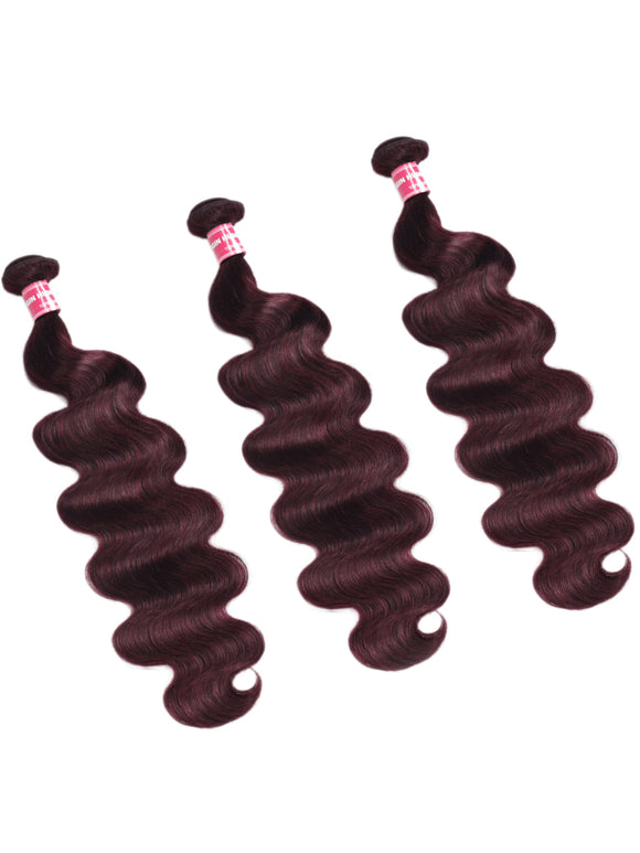 Flash Sale Klaiyi Body Wave Black Cherry Burgundy 3 Bundles With 4x4 Lace Closure 100% Human Hair