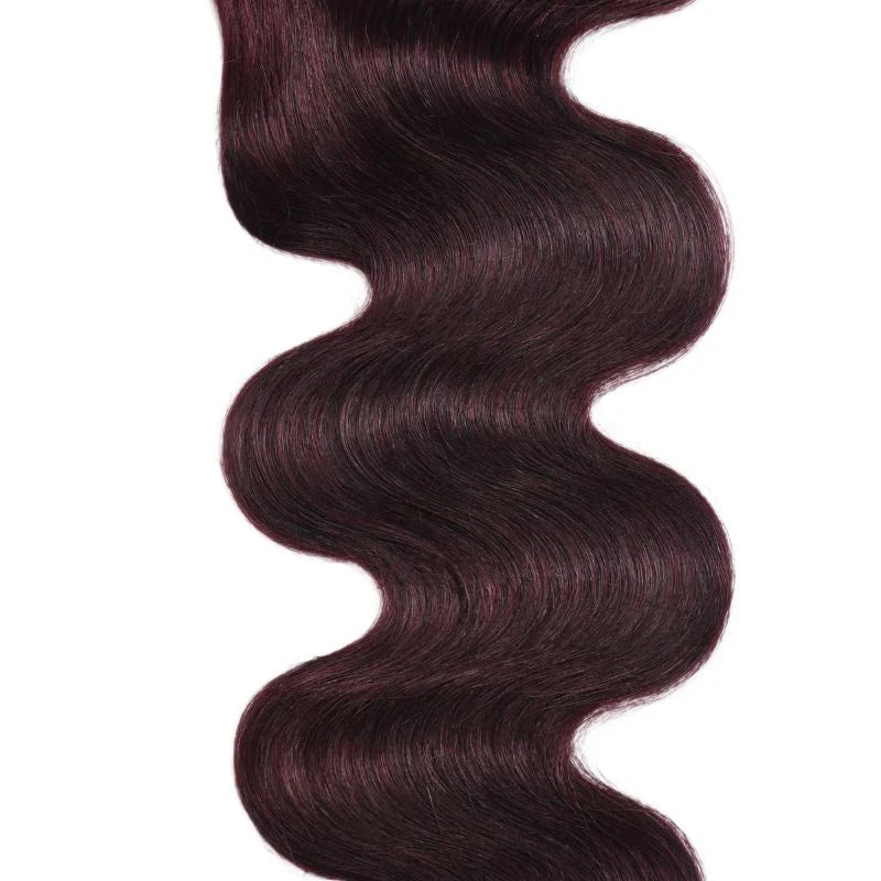 Flash Sale Klaiyi Body Wave Black Cherry Burgundy 3 Bundles With 4x4 Lace Closure 100% Human Hair