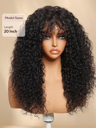 Peluca Klaiyi 7x5 adiós nudos cabello rizado con puntas de coil de dedo pon y ve peluca de cabello humano sin pegamento