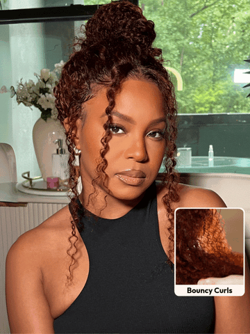Extra 50% Off Code HALF50  | Klaiyi Jerry Curly Auburn Copper Color Put On and Go Glueless Lace Wig