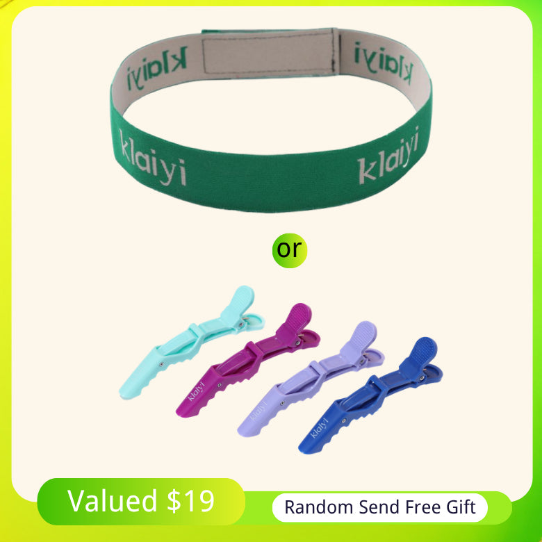 Klaiyi Free Gifts Elastic Headban Or Alligator Clip Salon Perm Hair Dye Plastic Hairpin Wig Clip Haircut Partition Styling Clip Supplies