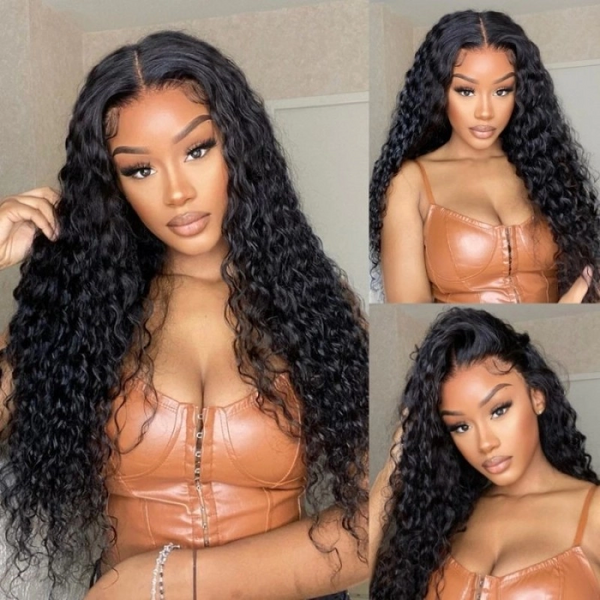 Klaiyi Best 13x4 Transparent Lace Frontal Wigs Jerry Curly Human Hair Wigs Thick Density 7x5 Bye Bye Glue WIgs