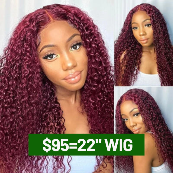 180% Density Low To $79 | Klaiyi Lace Closure Wigs Jerry Curl Red Burgundy 99J  Lace Front Wigs Flash Sale