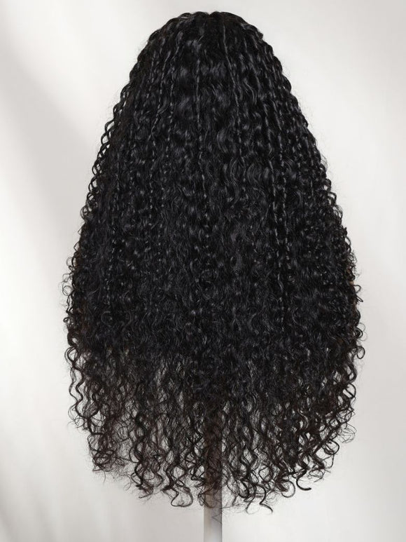Klaiyi 7x5 No-Slip Glueless Multi-Texture Curly Wig with Defined Finger Coils Layered Spiral Curls Put On & Go with Invisi Drawstring