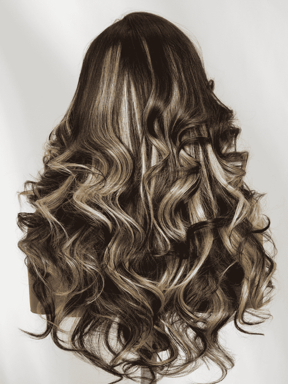 Klaiyi 7x5 No Slip Glueless Feathered Hair Wig 200% Density Black-to-Caramel Blonde Melt Side-Part Loose Curls