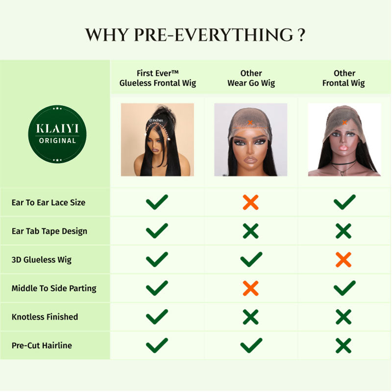 $100 OFF | Code: SAVE100  Klaiyi Straight Hair 13x4 Pre-Everything Glueless Lace Wig Pre-Cut Lace Frontal Super Secure Wig