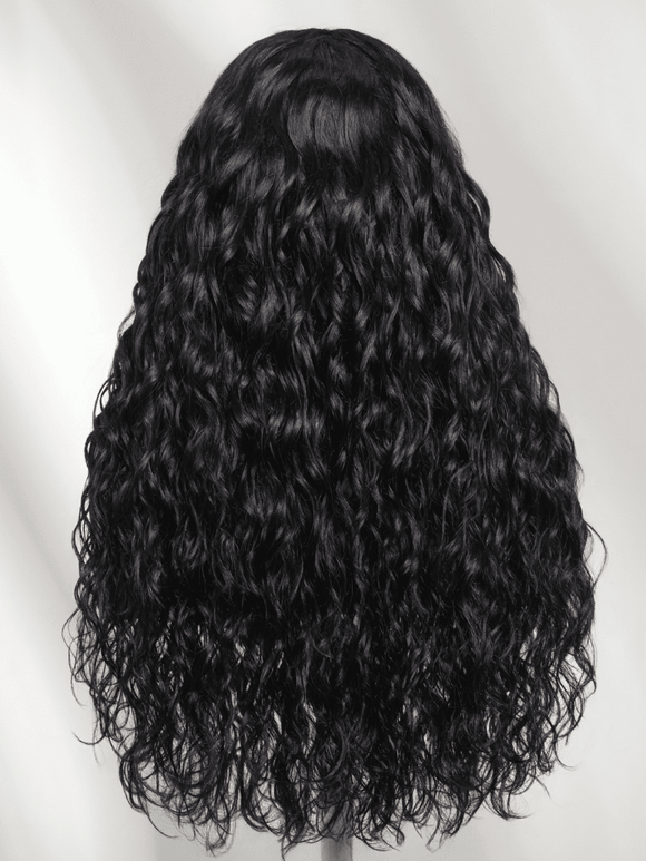 Klaiyi 13x4 Pre-Everything Lace Frontal Natural Black Micro Water Wave Natural Ripple Curl Human Hair Wig