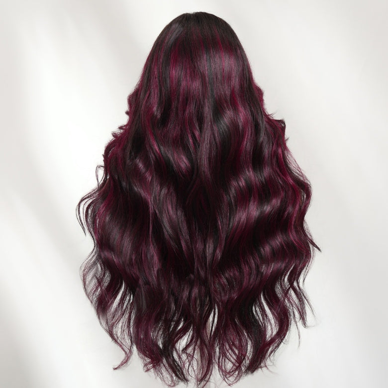 Klaiyi 1B/99J# Natural Black Mixed with 99J Burgundy 13x4 Pre Everything Lace Frontal Wig