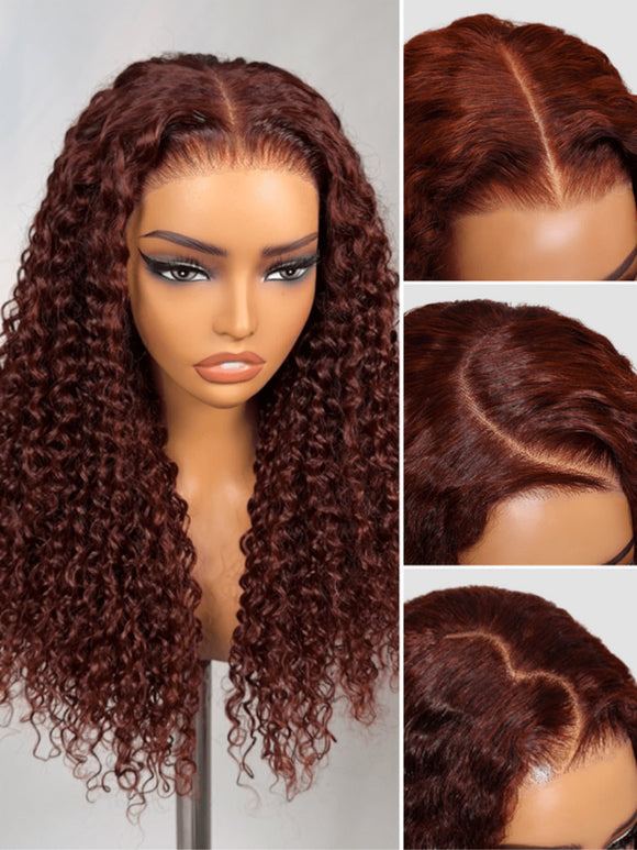 Extra 50% Off Code HALF50  | Klaiyi Jerry Curly Auburn Copper Color Put On and Go Glueless Lace Wig