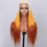 Klaiyi 3 Tone 613 Orange brown Ombre Color Multi color Reverse blonde orange and brown ombre Straight Wig