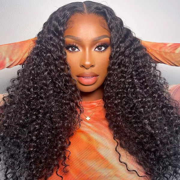Klaiyi 13x4 Pre-Everything™ Lace Frontal Wig Water Wave & Curly  Mixed Human Hair Glueless Wig