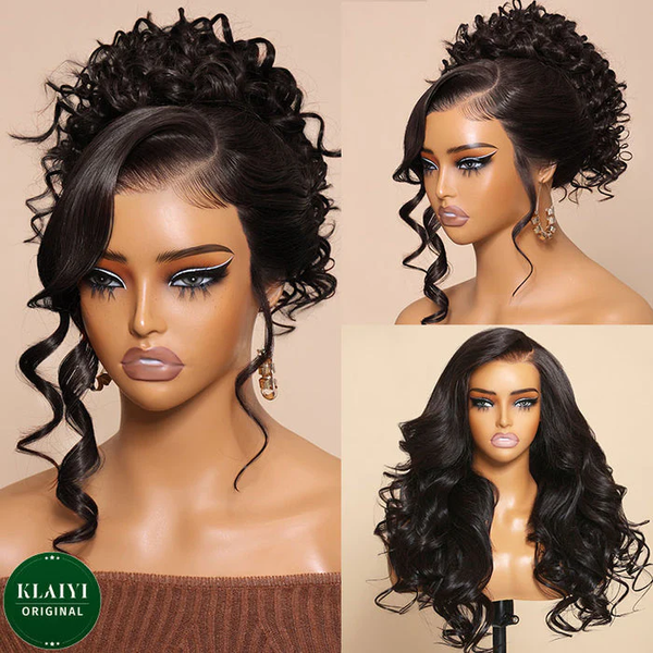 Extra70% OFF | Klaiyi Body Wave No Glue Wigs 13x4 Invisible Transparent Lace Front Human Hair Wigs Pre-everything Wig