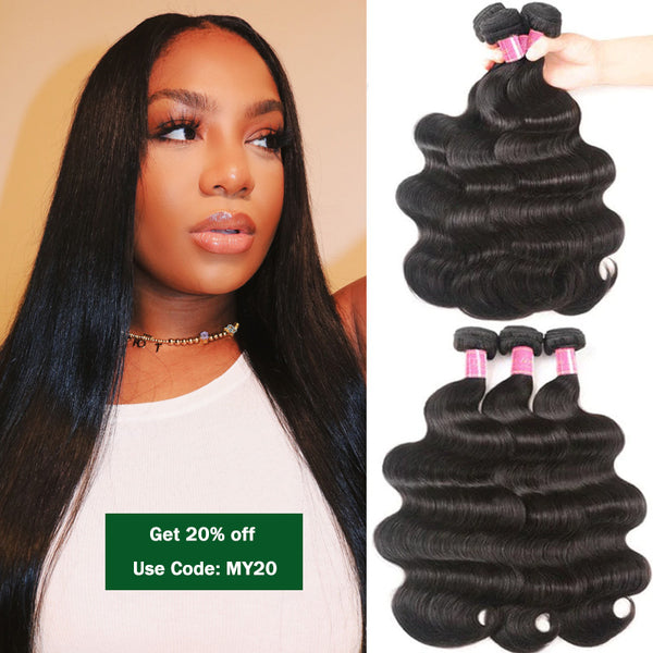 Klaiyi Brazilian Hair Body Wave Human Virgin Hair Weft 3 or 4 Bundles/Pack