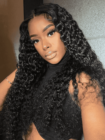 Klaiyi 3 Bundles Indian Jerry Curly Human Hair Bundles With 4*4 Lace Closure