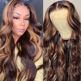 Low to $79 Deal |Klaiyi Dark Root Brown Balayage Highlight Body Wave/Jerry Curly Lace Front Wig Flash Sale