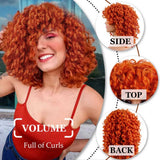4000 Points | Klaiyi Natural Color Afro Short Curly Wig with Bangs Fullness Bouncy Rose Curls Replacement Wig