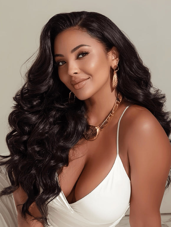 Klaiyi Hair Body Wave Virgin Human Hair 3 Bundles with 4x4 Lace Closure Pre Plucked