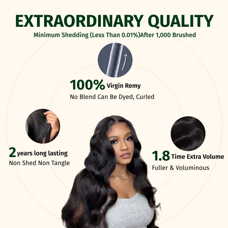 Klaiyi Hair 360 Body Wave Transparent Lace Frontal Wig Full Lace Wigs 180% Density Human Hair Wigs