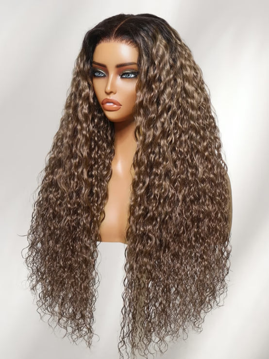 Perruque Klaiyi 7x5 sans colle, effet ondulé, boucles birmanes, pointes pré-coiffées torsadées et enroulées aux doigts, facile à poser, en cheveux humains naturels et sans colle. 