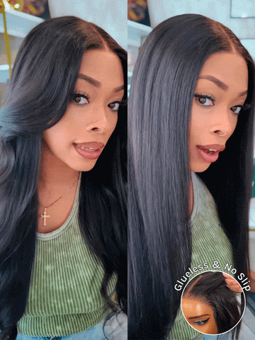 Extra 50% Off Code HALF50 | Klaiyi Yaki Straight Put On and Go Glueless Lace Wigs 7x5 Bye Bye Knots Pre-cut Human Hair Lace Wig