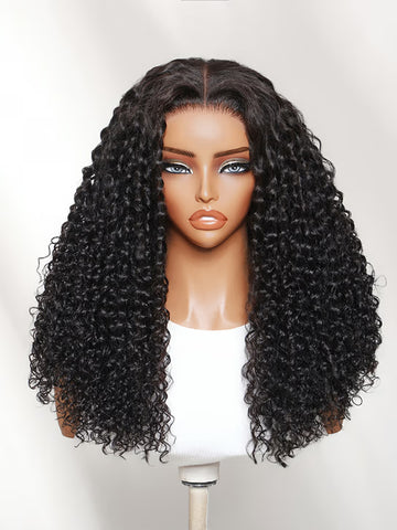 Klaiyi 13x4 Pre-Everything Glueless Lace Frontal Wig Soft Glam Curly Human Hair Wig with Drawstring