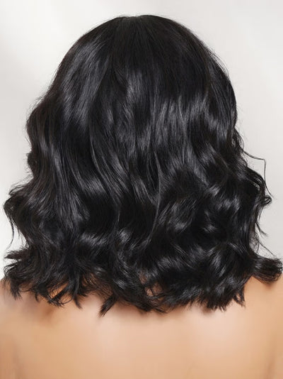 Klaiyi 7x5 No-Slip Glueless Lace Wig Soft Glam Layered Effortless Blowout Bob Human Hair Wig