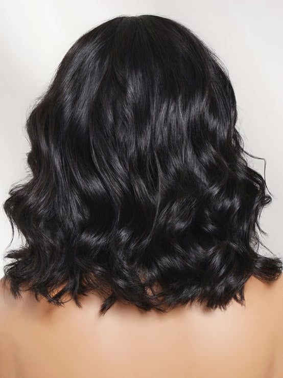 Klaiyi 7x5 No-Slip Glueless Lace Wig Soft Glam Layered Effortless Blowout Bob Human Hair Wig