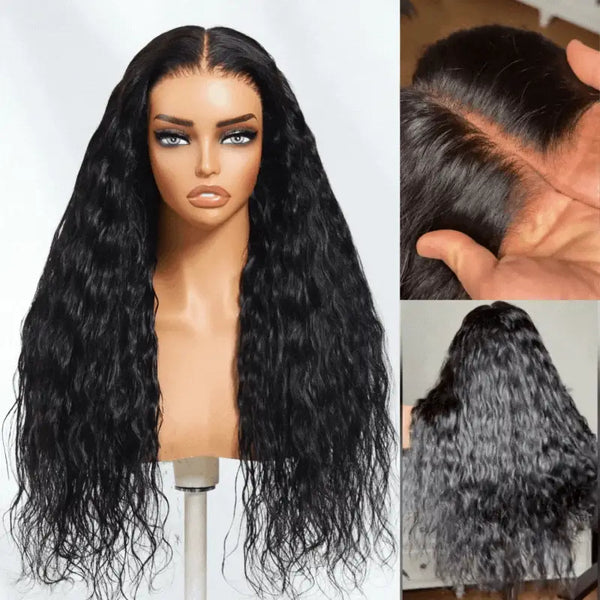 Klaiyi Breezy Wet Wave 13x4 Pre Everything Lace Frontal Effortless Glam Wig Put On and Go With Invisi Drawstring