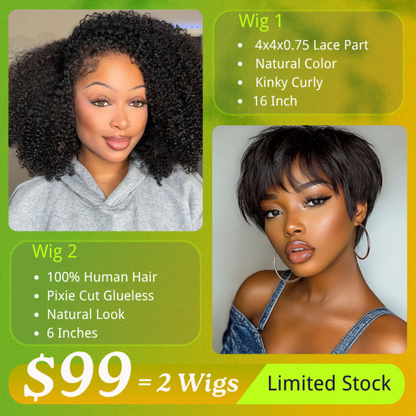 $99 Get 2 Wigs | Klaiyi BOGO Free Wednesday Special Offer Flash Sale