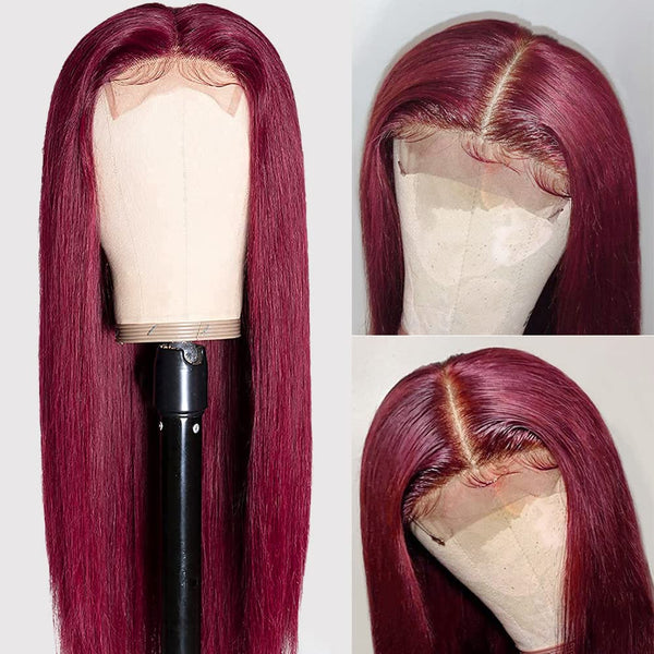 Wigs Under $100  | Klaiyi Burgundy Body Wave/Straight/Curly Lace Part Human Hair Wig Flash Sale