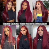 Wigs Under $100  | Klaiyi Burgundy Body Wave/Straight/Curly Lace Part Human Hair Wig Flash Sale