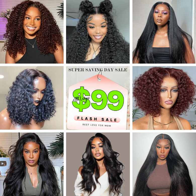All Wigs $99 Super Flash Sale | Klaiyi Super Saving Day Sale 8 Different Styles 100% Human Hair Wigs