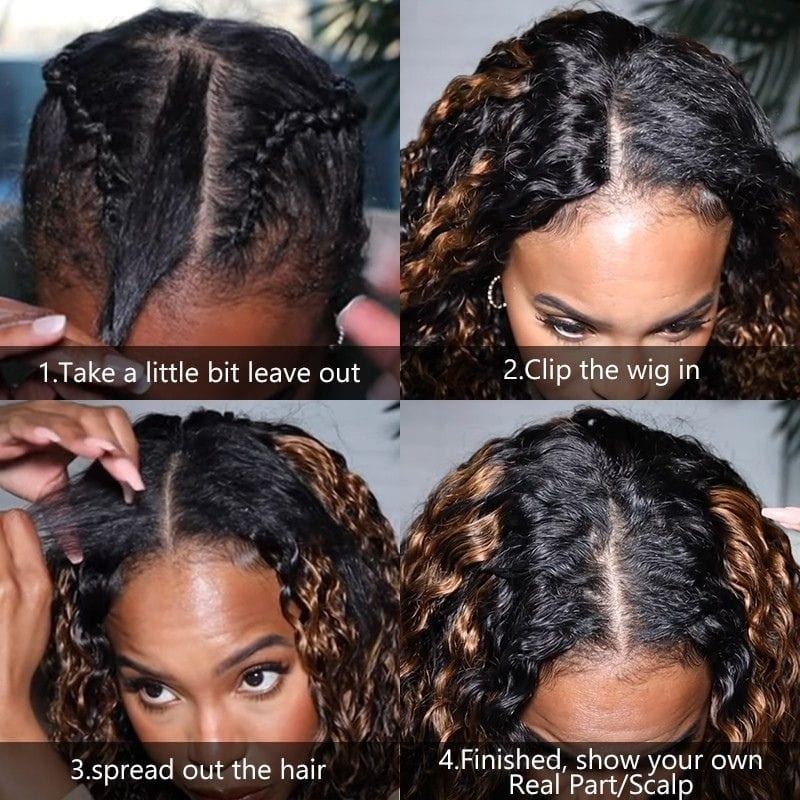 Buy 1 Get 1 Free,Code:BOGO | Klaiyi Jerry Curly U Part Wig Virgin Human Hair Real Scalp Great Protective