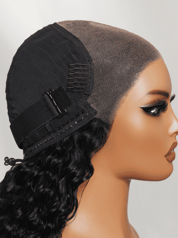 Klaiyi 13x6 Water Wave Lace Frontal Wig with Deeper Natural Parting & Real Ear-to-Ear Invisi Drawstring