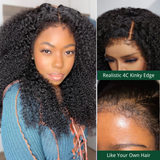 $200 OFF Over $201,Code:SAVE200 | Klaiyi 4C Kinky Edge Wig Realistic Super Natural 4C Kinky Curly 13x4 Lace Front  Wig Flash Sale