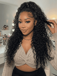 Klaiyi  7x5 Lace Bye Bye Knots Jerry Curl Wig with Lived-In Coils Put On And Go Glueless Human Hair Wig