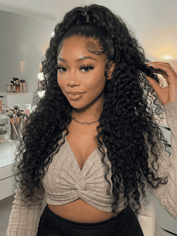 Klaiyi  7x5 Lace Bye Bye Knots Jerry Curl Wig with Lived-In Coils Put On And Go Glueless Human Hair Wig