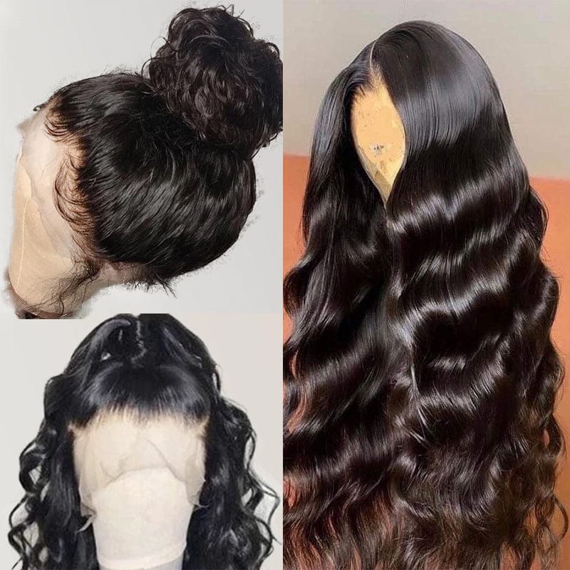 Klaiyi Hair 360 Body Wave Transparent Lace Frontal Wig Full Lace Wigs 180% Density Human Hair Wigs