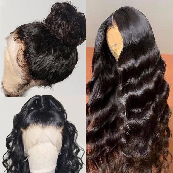Klaiyi Hair 360 Body Wave Transparent Lace Frontal Wig Full Lace Wigs 180% Density Human Hair Wigs Flash Sale