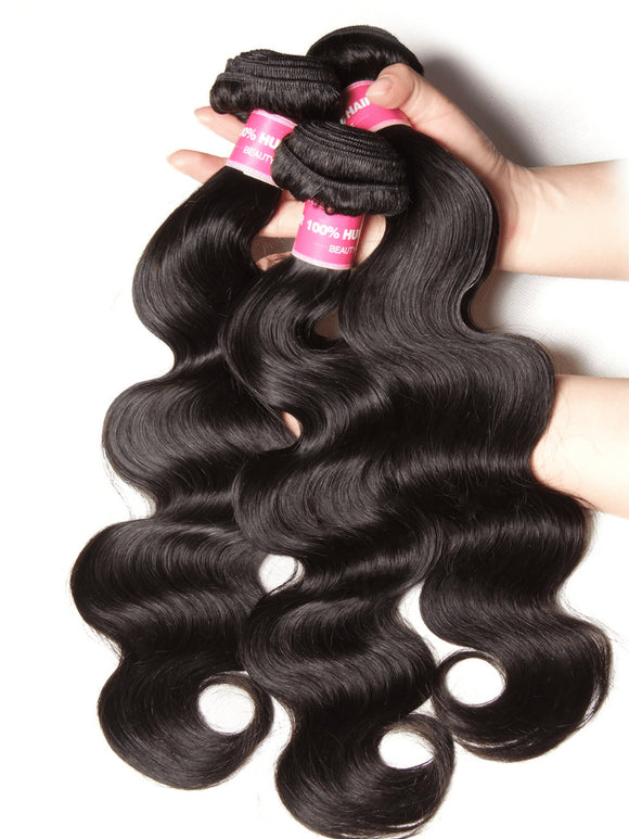 Klaiyi Hair Body Wave Virgin Human Hair 3 Bundles with 4x4 Lace Closure Pre Plucked