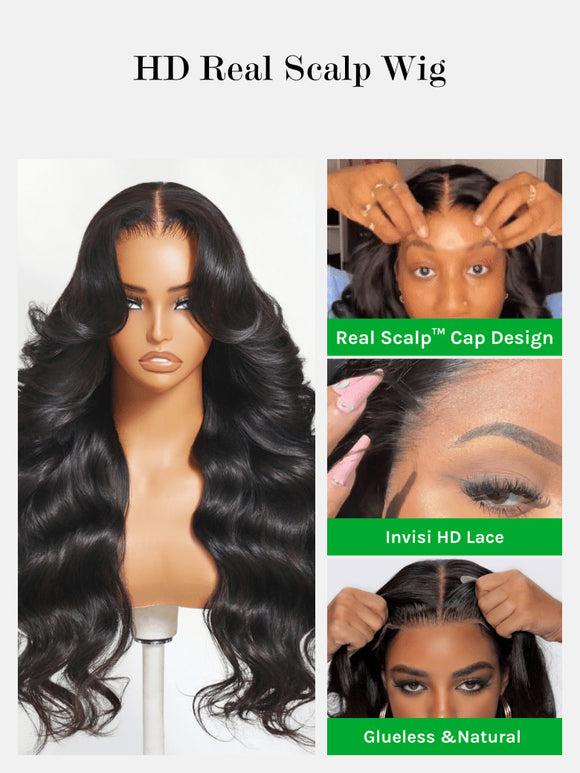 Klaiyi 13x4 Body Wave Pre-Everything™ Lace Frontal Wig Byebye Glue Lace Front Wigs with Invisible Knots