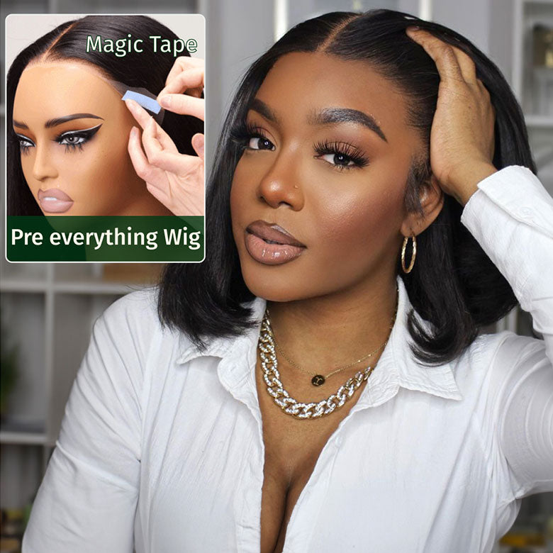 Extra 50% Off Code HALF50 | Klaiyi 13x4 Pre everything Put On and Go Glueless Bob Wig
