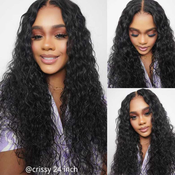 All Wigs Under $109 | Klaiyi  Water Wave Put On and Go Glueless Lace Wig Human Hair Flash Sale