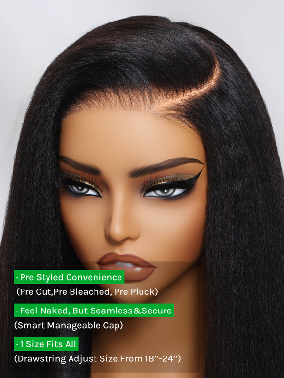 Klaiyi Silky Straight 13x4 Pre-Everything Lace Frontal Wig Real Ear To Ear Pre-Cut Lace Frontal Super Secure Wig