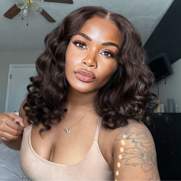 Klaiyi 13×4 Deep Mocha Brown Barrel Curl Lace Wig Pre-Everything with Invisible Drawstring