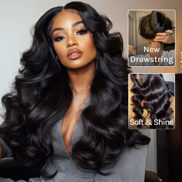 Klaiyi 7x5 Bye Bye Knots /13x4 Drawstring Body Wave Glueless Human Hair Wig Flash Sale