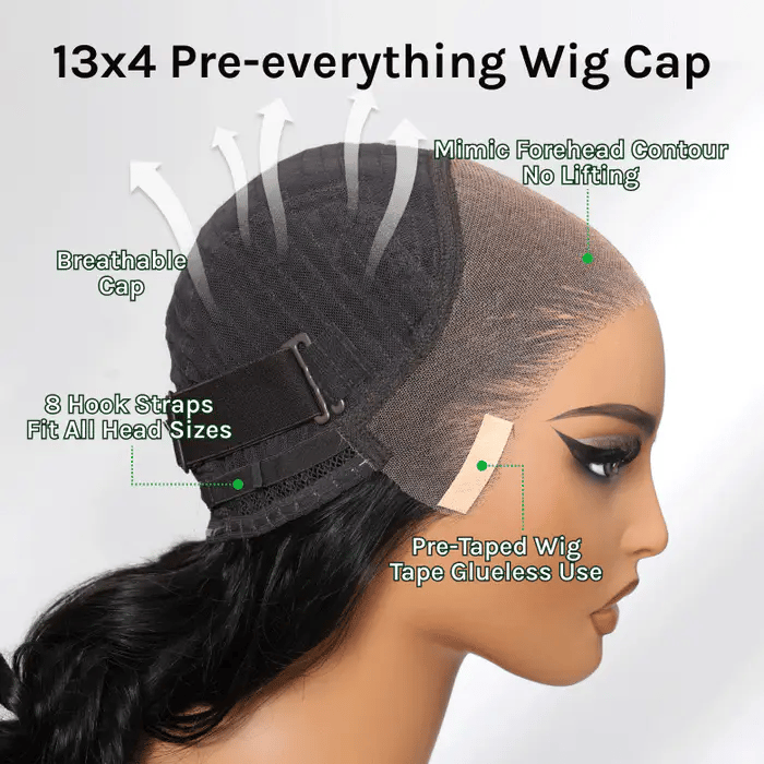 Klaiyi 7x5 Bye Bye Knots /13x4 Drawstring Body Wave Glueless Human Hair Wig Flash Sale