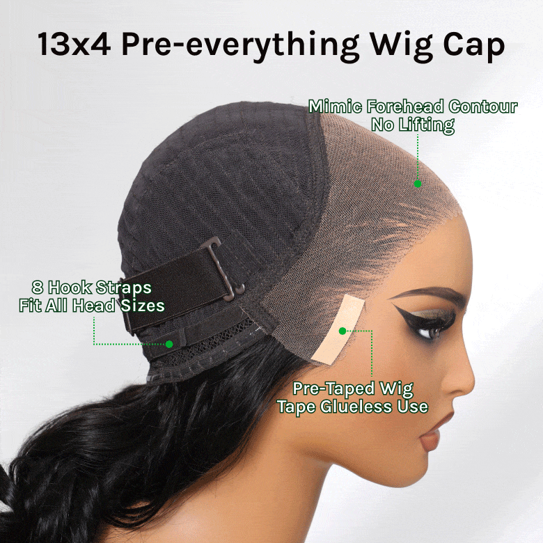 Klaiyi Water Wave 7x5 Bye Bye Knots Wig Put On and Go Glueless Human Hair Wigs Natural Black Color